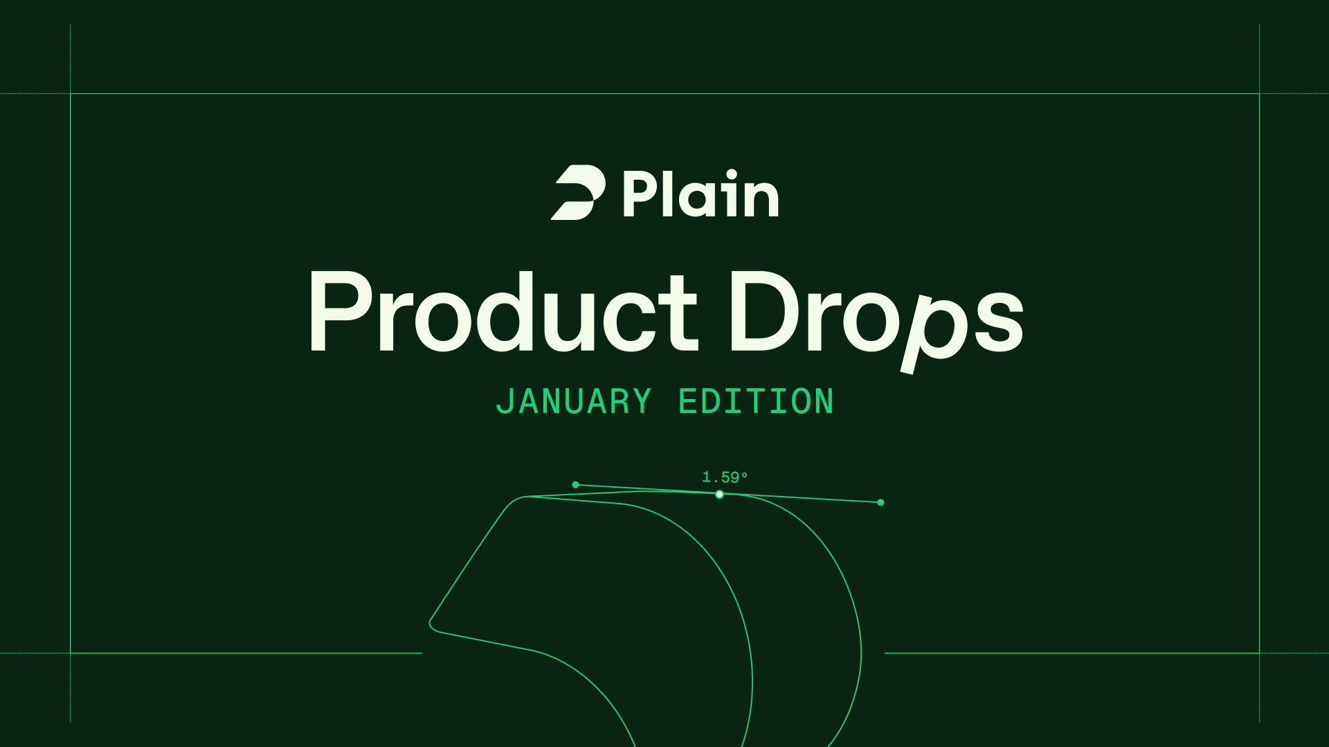 Plain Product Drops January Edition campaign with cream typography and green logo construction lines
